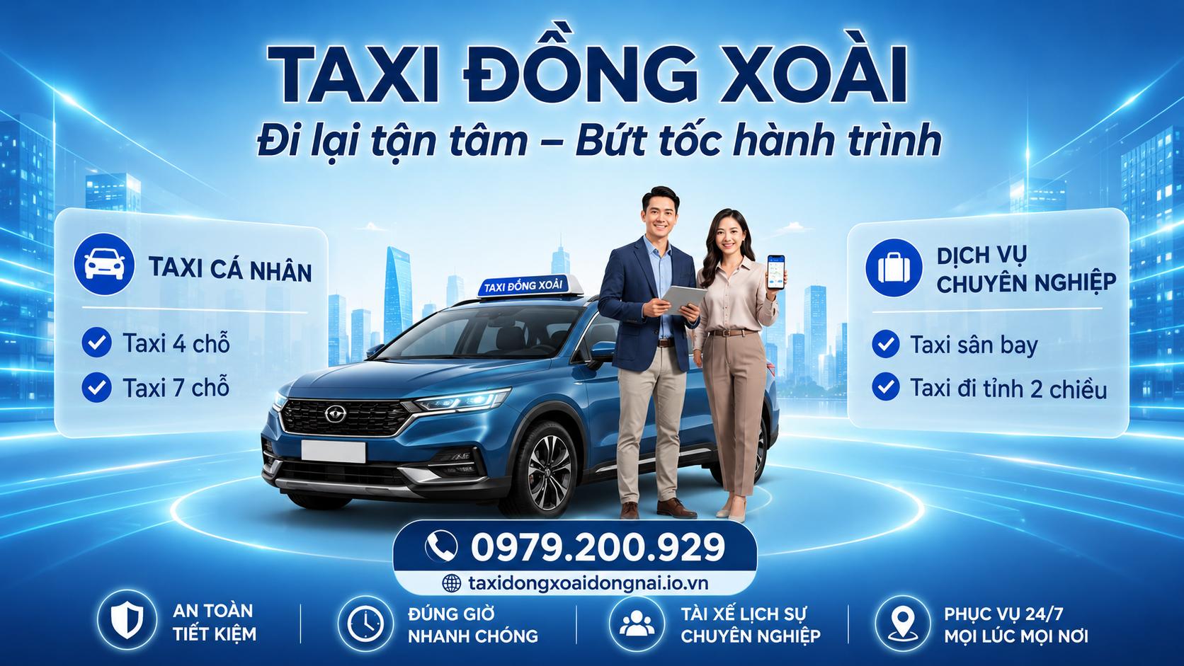 Taxi 4 chỗ Đồng Xoài phục vụ khách hàng tại Đồng Nai